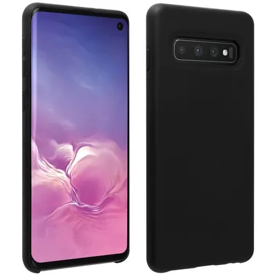 Avizar Schwarze weiche, matte, halbstarre Silikonhülle für Samsung Galaxy S10