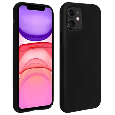 Avizar Schwarze weiche, matte, halbstarre Silikonhülle für iPhone 11