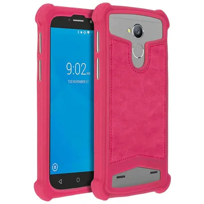 Avizar Silikonhülle in Fuchsia-Lederoptik für 5,3 bis 5,6 Zoll Smartphones