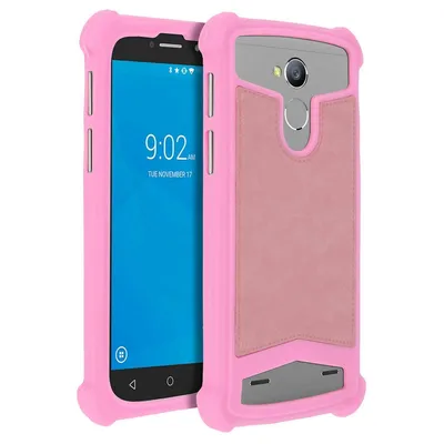 Avizar Silikonhülle in Rosa mit Ledereffekt für 5- bis 5,3-Zoll-Smartphones