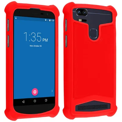 Avizar Silikonhülle in Rot mit Ledereffekt für 4,3 bis 4,7 Zoll Smartphones