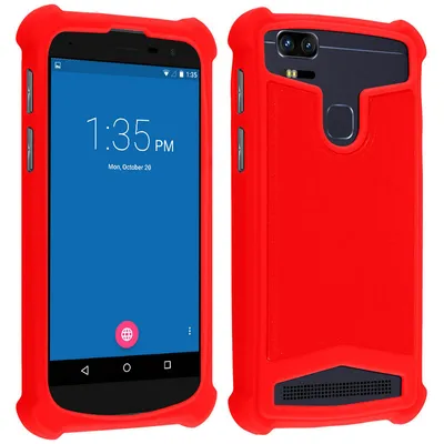 Avizar Silikonhülle in Rot mit Ledereffekt für 5,3 bis 5,6 Zoll Smartphones