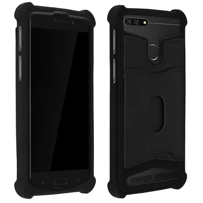 Avizar Silikonhülle mit schwarzer Brieftasche für Smartphones von 4,7 bis 5 Zoll