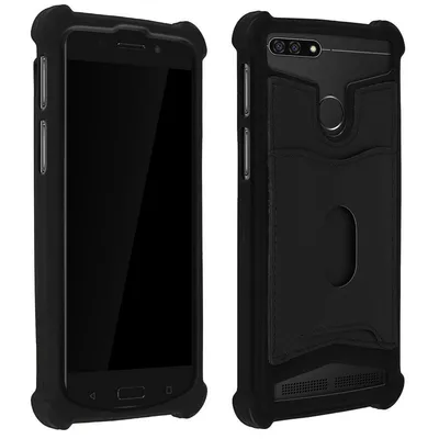 Avizar Silikonhülle mit schwarzer Brieftasche für Smartphones von 5,3 bis 5,5 Zoll
