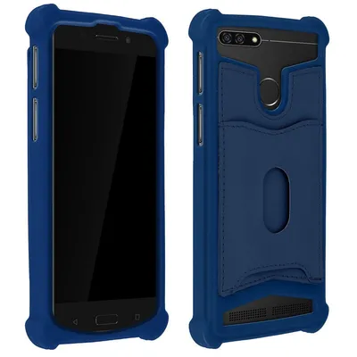 Avizar Silikonhülle mit blauer Brieftasche für Smartphones von 5,3 bis 5,5 Zoll