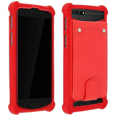 Avizar Silikonhülle mit roter Brieftasche für Smartphones von 4,7 bis 5 Zoll