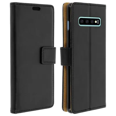 Avizar Schwarzes Wallet Book Type Case für Samsung Galaxy S10