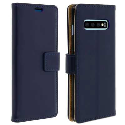 Avizar Dunkelblaues Wallet Book Case für Samsung Galaxy S10