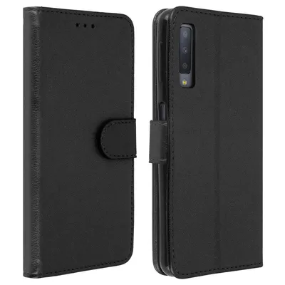 Avizar Schwarze Brieftaschenhülle für Samsung Galaxy A7 2018