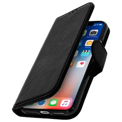 Avizar Schwarze Brieftaschenhülle für Apple iPhone X/XS