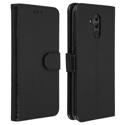 Avizar Schwarze Brieftaschenhülle für Huawei Mate 20 Lite