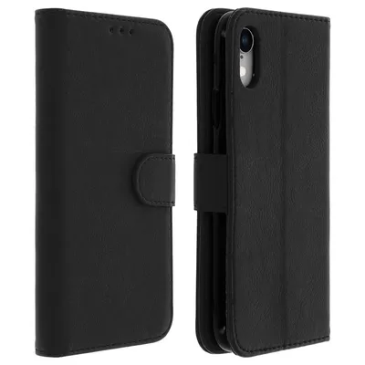 Avizar Schwarze Brieftaschenhülle für Apple iPhone XR