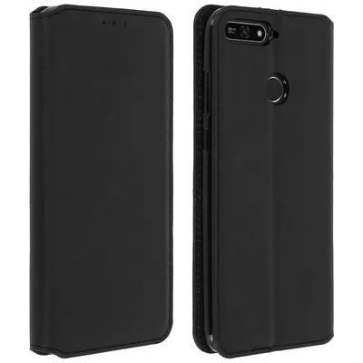 Avizar Schwarze Brieftaschenhülle für Honor 7A/Huawei Y6 2018