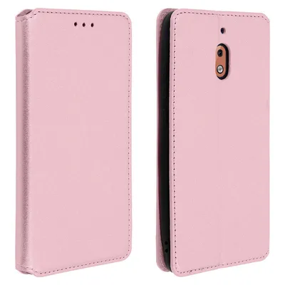Avizar Wallet Book Case mit Ständer Roségold für Nokia 2.1