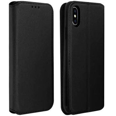 Avizar Schwarzes Wallet Book Case für Apple iPhone X/XS