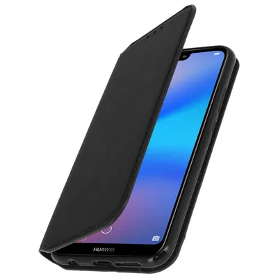 Avizar Schwarzes Bookcase mit Magnetverschluss für Huawei P20 Lite