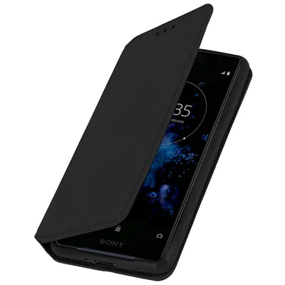 Avizar Schwarze Brieftaschenhülle für Sony Xperia XZ2