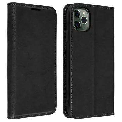 Avizar Schwarze Echtlederhülle für Apple iPhone 11 Pro