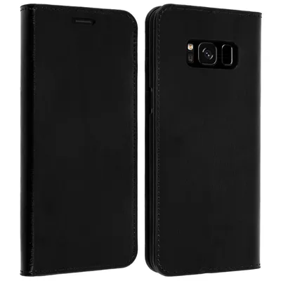 Avizar – Schwarzes Lederetui im Brieftaschenformat für Samsung Galaxy S8