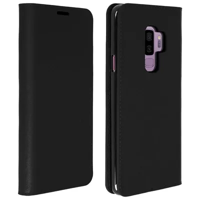 Avizar – Schwarzes Lederetui mit Brieftasche für Samsung Galaxy S9 Plus
