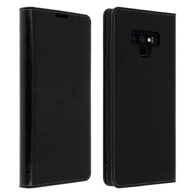 Avizar – Schwarzes Lederetui im Brieftaschenformat für Samsung Galaxy Note 9