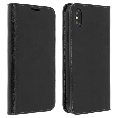 Avizar Schwarze Lederhülle für iPhone XS Max