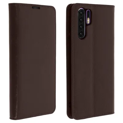 Avizar Dunkelbraune Leder-Brieftaschenhülle für Huawei P30 Pro