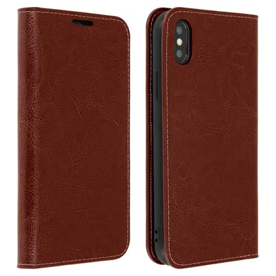 Avizar Braune Lederhülle für iPhone XS Max