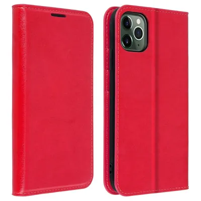 Avizar Rote Echtlederhülle für Apple iPhone 11 Pro Max