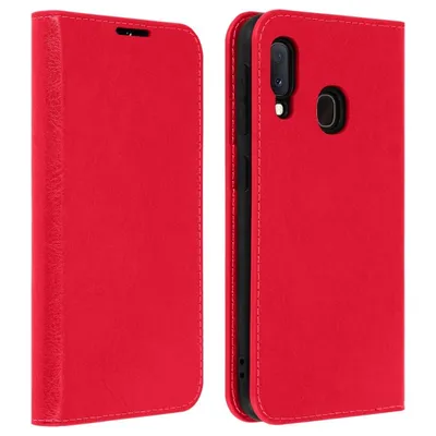 Avizar Rote Leder-Brieftaschenhülle für Samsung Galaxy A20e