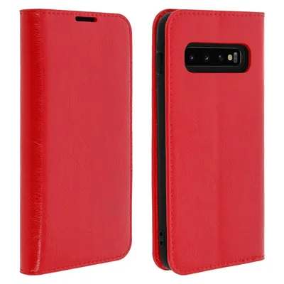 Avizar Rotes Lederetui mit Brieftasche für Samsung Galaxy S10 Plus