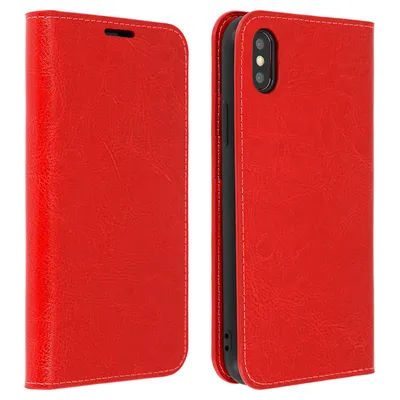 Avizar Rote Lederhülle für iPhone XS Max