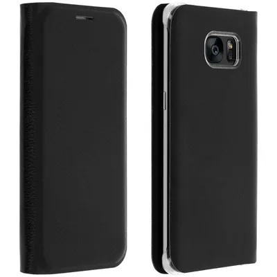 Avizar Flip Book Cover Wallet Case Schwarz für Samsung Galaxy S7 Edge