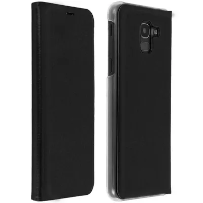 Avizar Flip Book Cover Schwarze Brieftaschenhülle für Samsung Galaxy J6