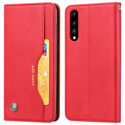 Avizar Rotes Leder-Bücherregal für Huawei P20 Pro
