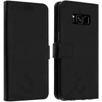 Avizar Schwarzes Wallet Book Case für Samsung Galaxy S8 Plus