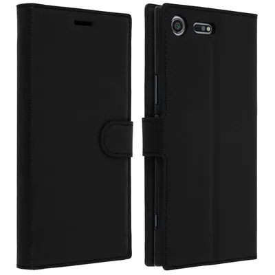 Avizar Schwarzes Wallet Book Case für Sony Xperia XZ Premium