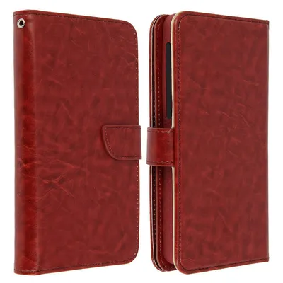 Avizar Braune Brieftaschenhülle für Smartphones von 4,3 bis 4,7 Zoll