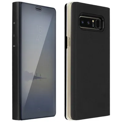 Avizar Bookcase für Samsung Galaxy Note 8, durchscheinend, Spiegeleffekt, Schwarz