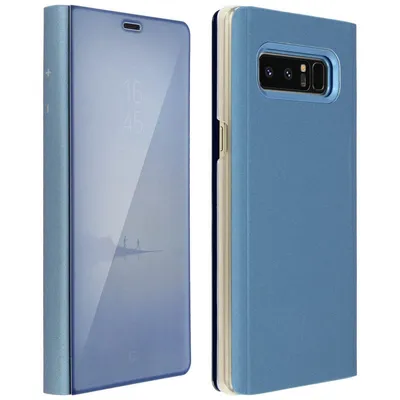 Avizar Bookcase für Samsung Galaxy Note 8, durchscheinend blau, Spiegeleffekt