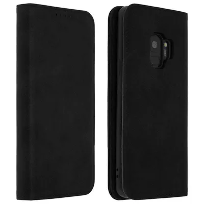 Avizar Vintage Schwarze Brieftaschenhülle für Samsung Galaxy S9