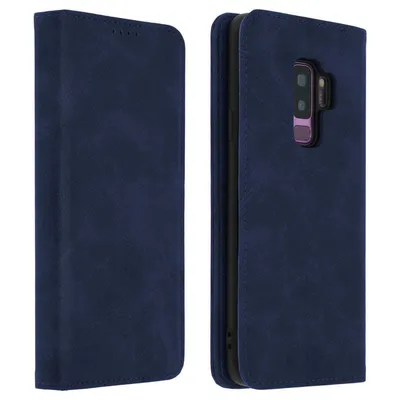 Avizar Vintage Dunkelblaue Brieftaschenhülle für Samsung Galaxy S9 Plus
