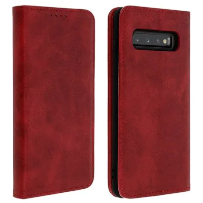 Avizar Rote Brieftaschenhülle mit Standfunktion für Samsung Galaxy S10