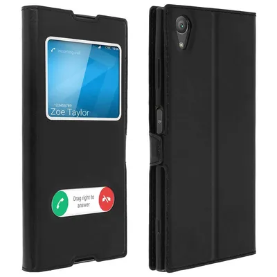 Avizar Book Case mit doppeltem schwarzen Fenster für Sony Xperia XA1 Plus