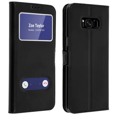 Avizar Book Case mit doppeltem schwarzen Fenster für Samsung Galaxy S8
