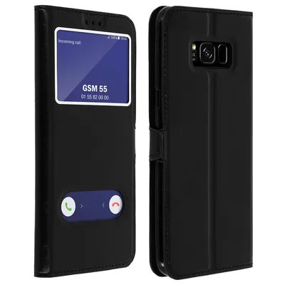 Avizar Book Case mit doppeltem schwarzen Fenster für Samsung Galaxy S8 Plus