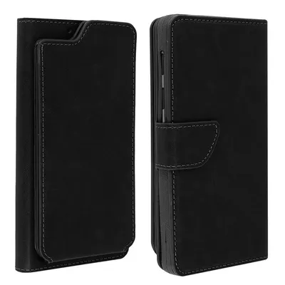 Avizar Schwarze Brieftaschenhülle für Smartphones von 5,3" bis 5,5"