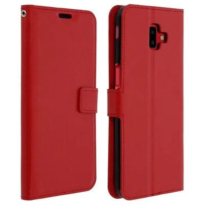 Avizar Vintage Red Wallet Case für Samsung Galaxy J6 Plus