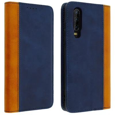 Avizar Wallet Case mit Standfunktion, zweifarbig blau für Huawei P30