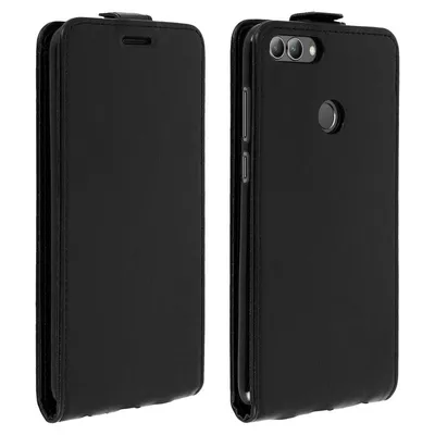 Avizar Schwarze vertikale Brieftaschenhülle für Huawei P Smart